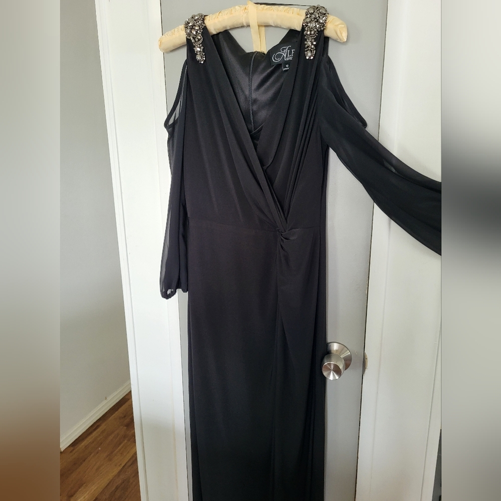 Alex Evenings Black Cold Shoulder Gown